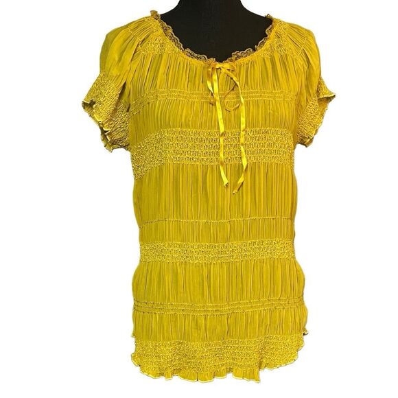 No Brand Tops - Superline Marigold Semi Sheer Sequin Top L0399